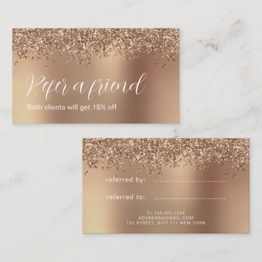 エレガントバラスタイリッシュ金ゴールドグリッターメイク&ヘア 紹介カード (正面/裏面)