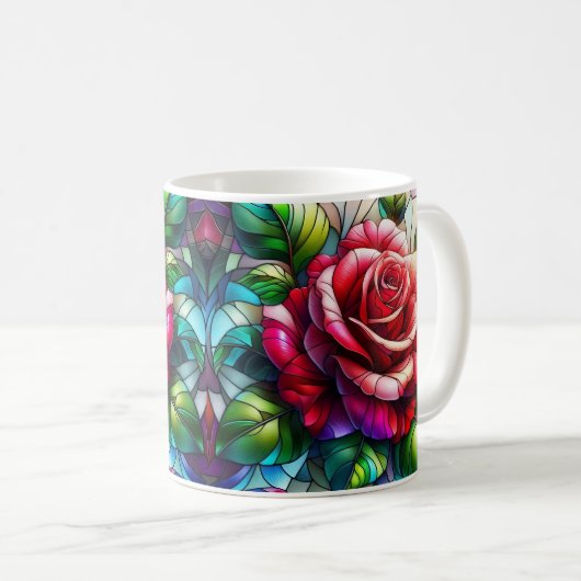 エレガントバラステンドグラス効果 コーヒーマグカップ (正面右)