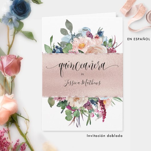 エレガントバラスペインの金ゴールドキンセアニェラフォードド 招待状