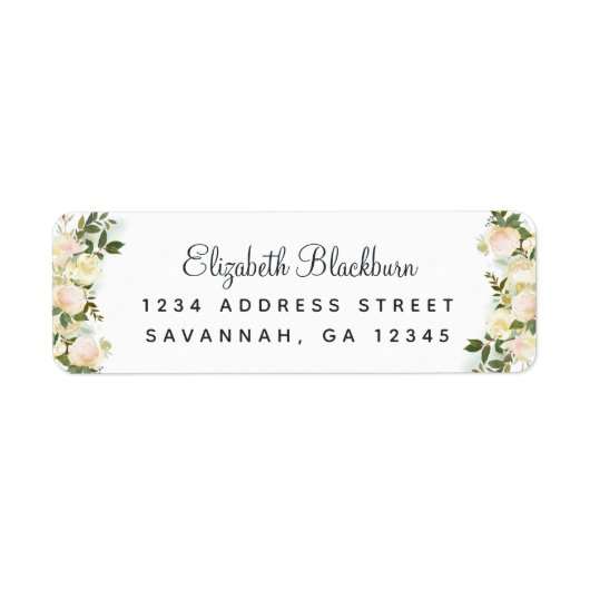 エレガントバラス結婚ホワイト差出人住所 ラベル (正面)