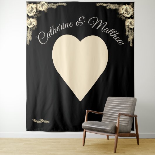 エレガントバラセピアとブラック タペストリー (インサイチュ)