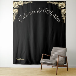 エレガントバラセピアとブラック タペストリー