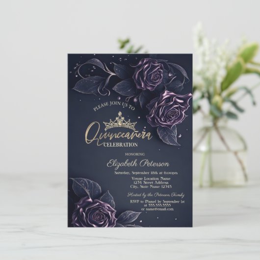 エレガントバラダークゴシック様式のクインセアニラ 招待状 (スタンド正面)