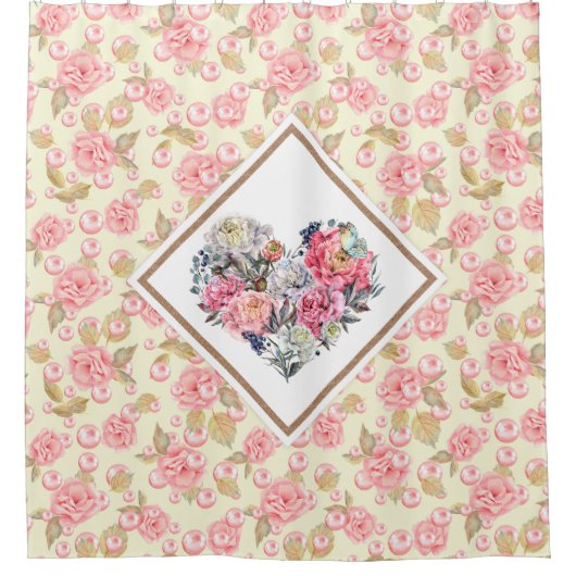 エレガントバラハート シャワーカーテン (正面)