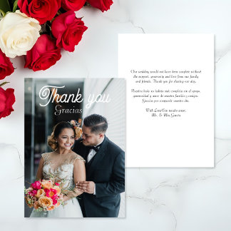 エレガントバラバイリンガルフラットサンキューカード サンキューカード