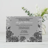 エレガントバラバルミツワー招待状グレー 招待状 (スタンド正面)