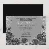 エレガントバラバルミツワー招待状グレー 招待状 (正面/裏面)