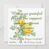 エレガントバラパーソナライズされたサンキュー先生カード (正面)