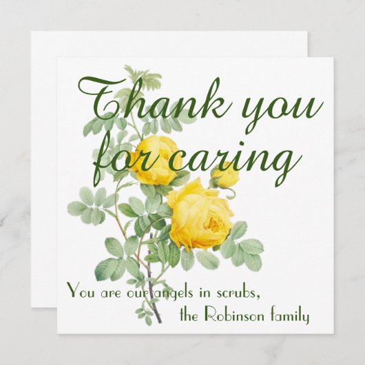 エレガントバラパーソナライズされたナースサンキューカード (正面/裏面)