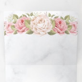 エレガントバラパーソナライズされた結婚の 三つ折り招待状 (内部最初)