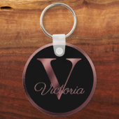 エレガントバラパーソナライズされた金ゴールドモノグラム文字V キーホルダー (正面)