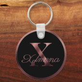 エレガントバラパーソナライズされた金ゴールドモノグラム文字X キーホルダー (正面)