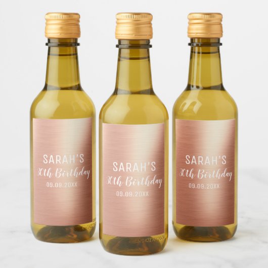 エレガントバラパーソナライズされた金ゴールド30歳 ワインラベル (ボトル)