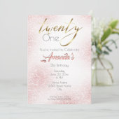 エレガントバラピンクと金ゴールドグリッター21st 招待状 (スタンド正面)