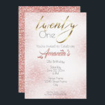 エレガントバラピンクと金ゴールドグリッター21st 招待状<br><div class="desc">バラピンクのグリッターの前後を特徴とし、金ゴールド書道では「20歳」という言葉を使い、「1歳」は20代の年齢に変更できる。21歳のシンプル少女のためのでありながらエレガントな誕生日パーティーの招待。この製品に実在はグリッターがなく、グリッターとして表示されるように設計されている。</div>
