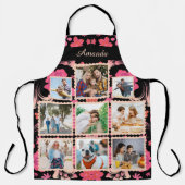 エレガントバラピンクの花 |家族の写真コラージュ エプロン (正面)