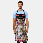 エレガントバラピンクの花 |家族の写真コラージュ エプロン (着用した状態)