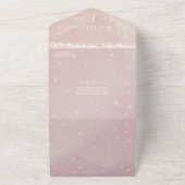 エレガントバラピンクハートリーフ結婚ツリー オールインワン招待状 (外側)