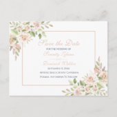 エレガントバラピンクフローラの日付を保存結婚する 案内ポストカード (正面)