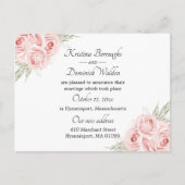 エレガントバラピンクフローラ結婚たった今結婚しましたアンノ 案内ポストカード (正面)