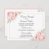 エレガントバラピンクフローラ結婚たった今結婚しました 案内ポストカード (正面/裏面)
