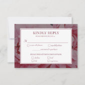 エレガントバラピンクロマン結婚ティックの食事RSVPカード 招待状 (正面)