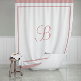 エレガントバラピンク縁どスト・モノグラム文字 シャワーカーテン