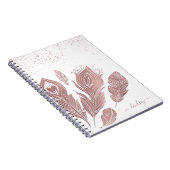 エレガントバラフェイクグリッターフェザーパーソナライズされた ノートブック (右側)