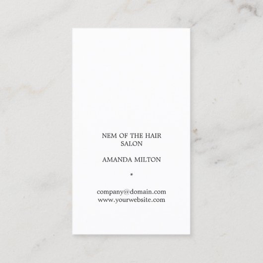 エレガントバラフェイク金ゴールドはさみ櫛ヘアスタイリスト 名刺 (裏面)