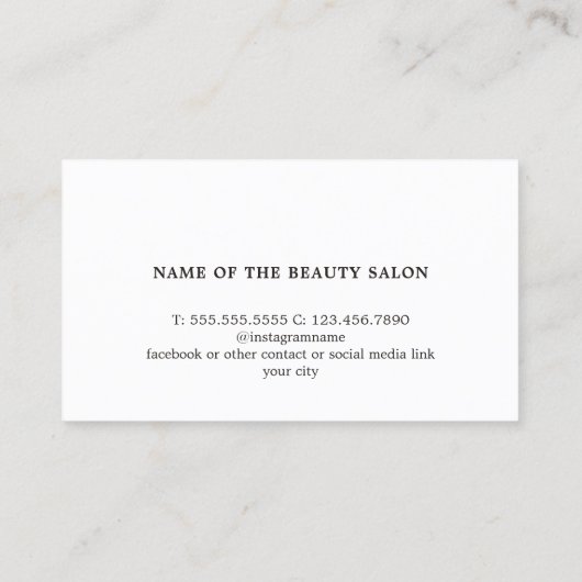 エレガントバラフェイク金ゴールドはさみ美容師 名刺 (裏面)