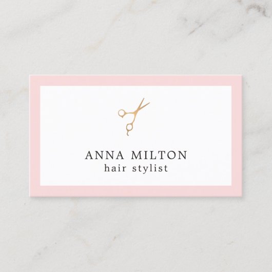 エレガントバラフェイク金ゴールドはさみ美容師 名刺 (正面)