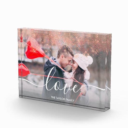 エレガントバラフェイク金ゴールドグリッターラブ文字写真 フォトブロック (右)