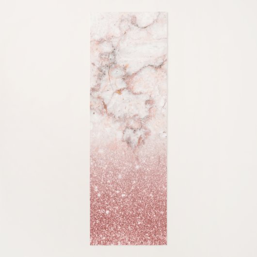 エレガントバラフェイク金ゴールドグリッター白大理石 ヨガマット (裏面)