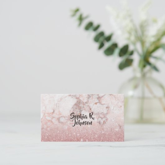 エレガントバラフェイク金ゴールドグリッター白大理石 名刺 (スタンド正面)