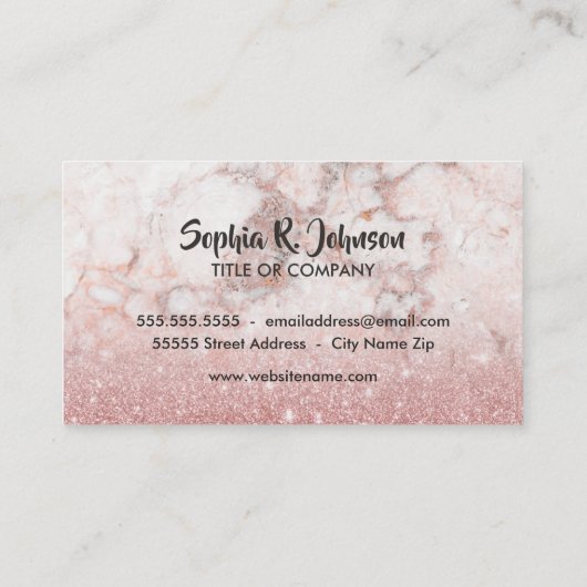 エレガントバラフェイク金ゴールドグリッター白大理石 名刺 (裏面)