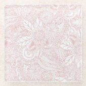 エレガントバラフェイク金ゴールドフローラデザイン ガラスコースター (正面)