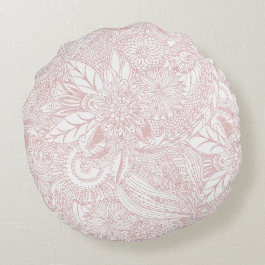 エレガントバラフェイク金ゴールドフローラデザイン ラウンドクッション (裏面)