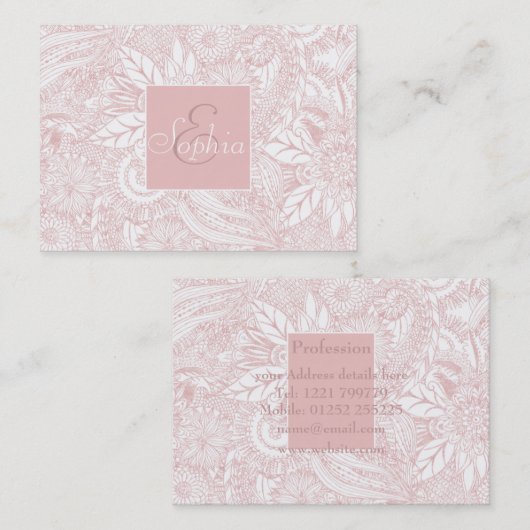 エレガントバラフェイク金ゴールドフローラデザイン 名刺 (正面/裏面)