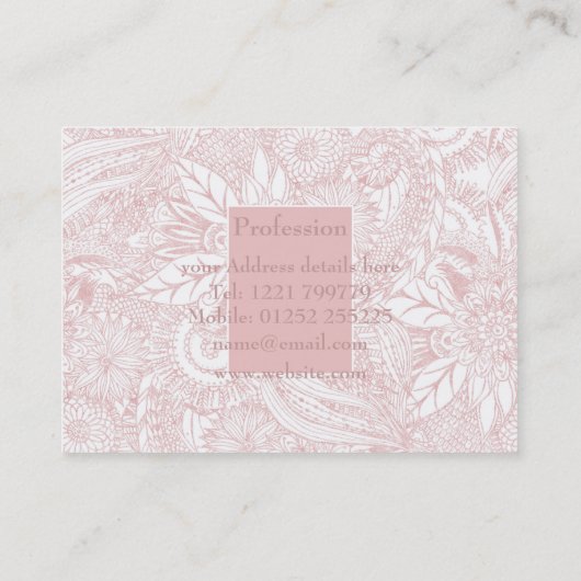 エレガントバラフェイク金ゴールドフローラデザイン 名刺 (裏面)