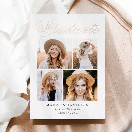 エレガントバラフォイルのスクリプトの卒業発表 箔招待状