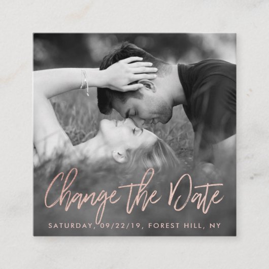 エレガントバラフォイルのスクリプト写真の日付の変更 エンクロージャーカード (正面)