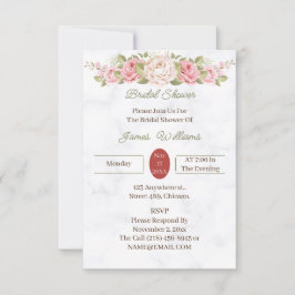 エレガントバラフラワーカスタムブライダルシャワー 招待状