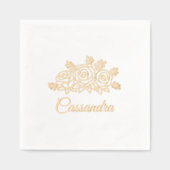 エレガントバラフラワーズブーケ名前をカスタムする 箔ナプキン (正面)