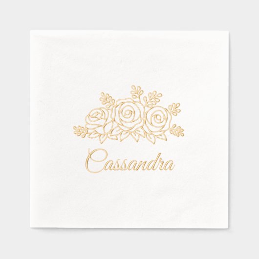 エレガントバラフラワーズブーケ名前をカスタムする 箔ナプキン (正面)