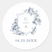 エレガントバラフランスのブルーボタニカルクレストエンベロープ ラウンドシール (正面)