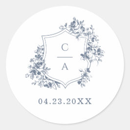 エレガントバラフランスのブルーボタニカルクレストエンベロープ ラウンドシール