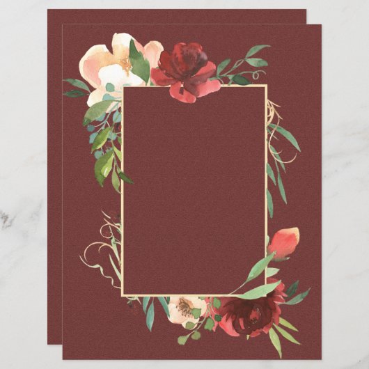 エレガントバラフレームオンブルゴーニュのスクラップブック紙 (正面/裏面)