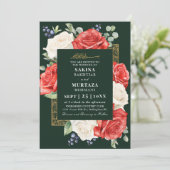 エレガントバラフローラグリーンムスリム結婚ズ 招待状 (スタンド正面)