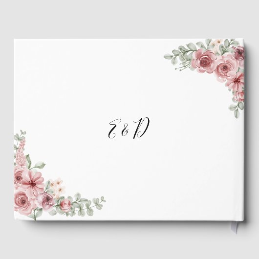 エレガントバラフローラスクリプトスク結婚リプト ゲストブック (裏面)