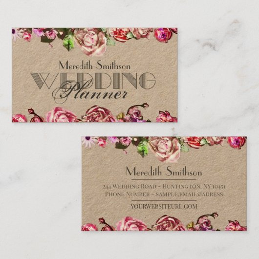 エレガントバラフローラプロフェッショナルウェディングプランナー 名刺 (正面/裏面)